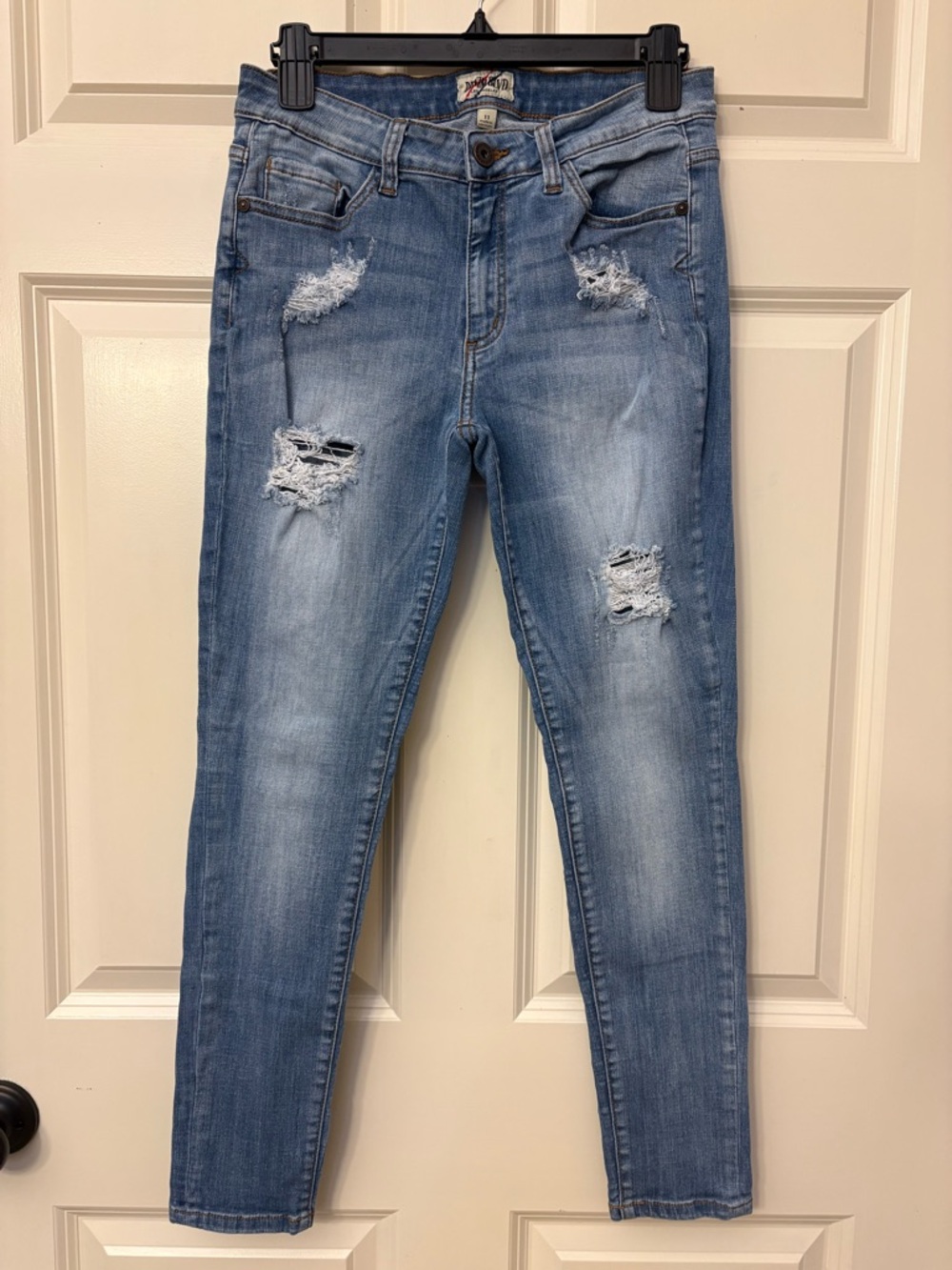 2 For $15 Light Wash Mid-Rise Distressed Skinny Jeans - Women's